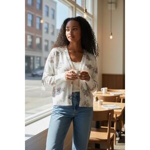 Anthropologie Floral Cardigan NWT Small • Cottagecore Coquette Soft Girl Knit